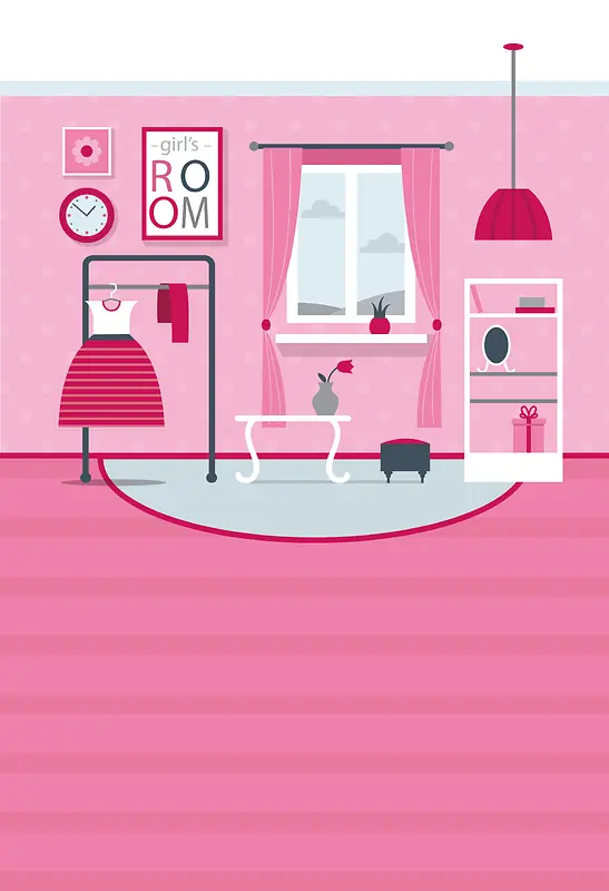 粉色公主房间室内设计海报背景素材