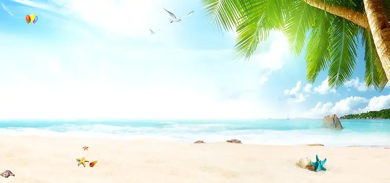 沙滩海滩椰子树海边