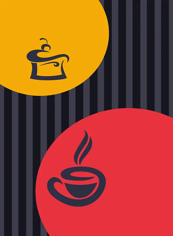 红黄色咖啡竖条纹背景素材