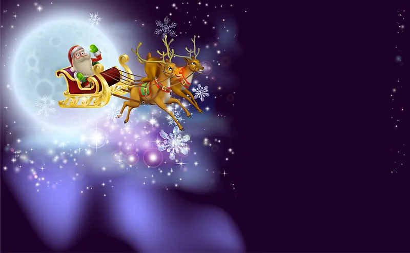 紫色圣诞雪橇送礼物海报背景
