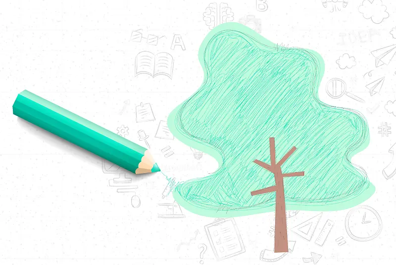 矢量手绘儿童幼儿教育树木信息框背景