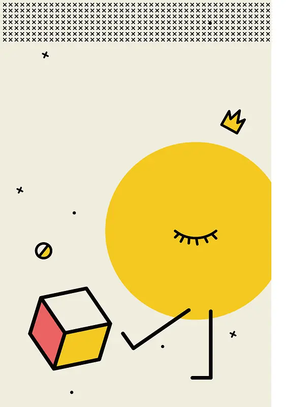 黄色孟菲斯花纹矢量平面广告背景