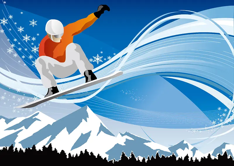 滑雪运动矢量背景素材