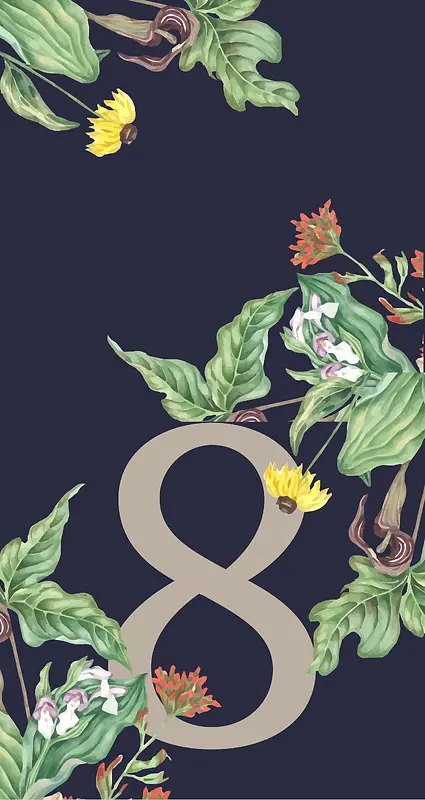 妇女节彩色手绘花卉海报背景