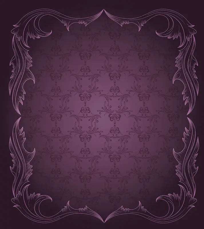 矢量紫色古典花纹邀请函底纹背景