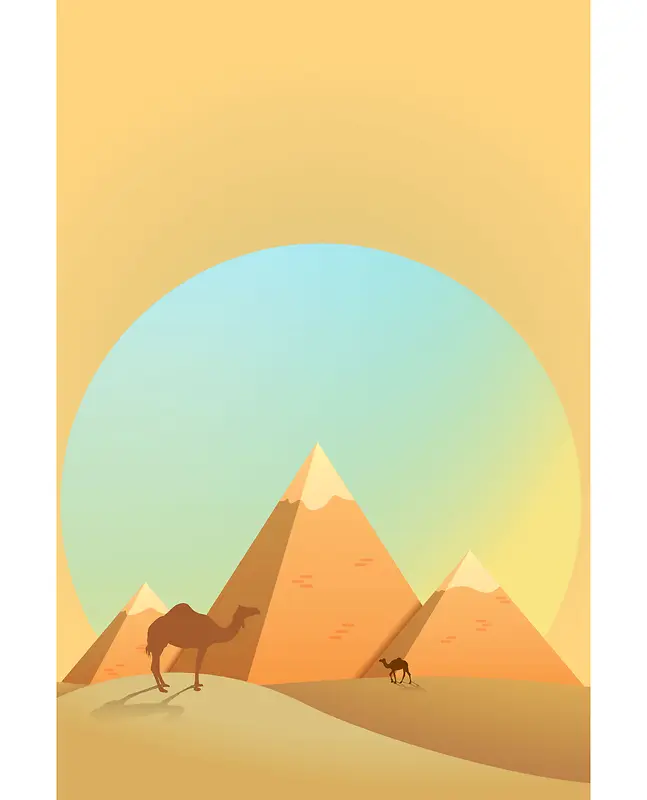 一带一路沙漠骆驼黄色海报背景设计