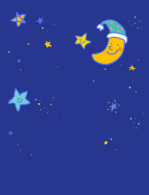 矢量儿童卡通母婴星星月亮夜晚背景