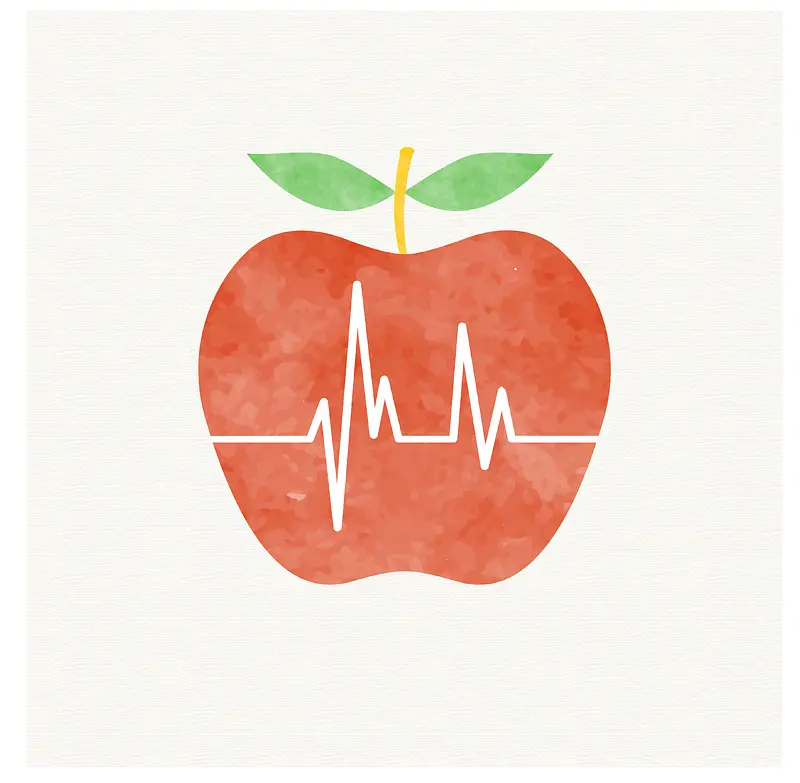 红色苹果里的心电图矢量素材