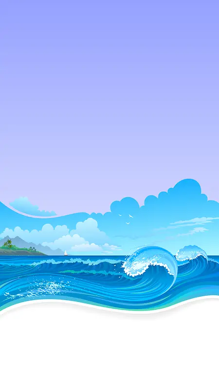 海面风景卡通风景插画