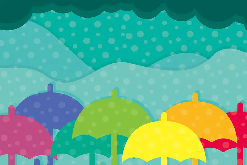 彩色雨伞卡通平面广告