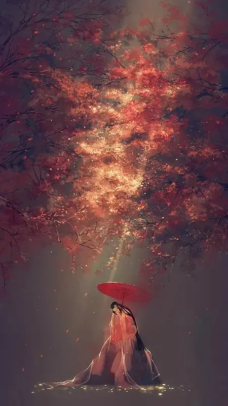 古装美女油纸伞h5背景