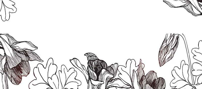 简约铅笔画花卉背景