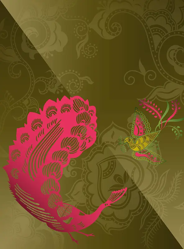 古典花纹中国文化凤凰花纹海报背景