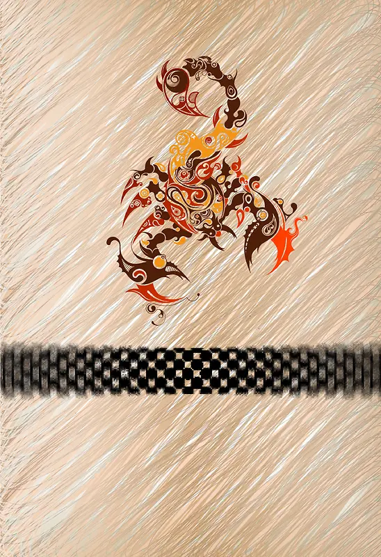创意花纹蝎子手绘底纹背景