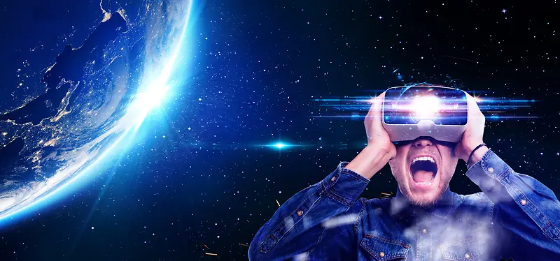 VR科幻科技蓝色星空banner