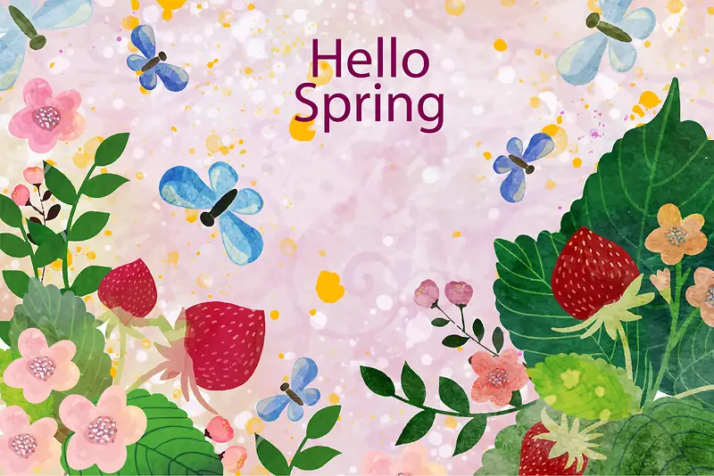 手绘花朵春天海报背景素材