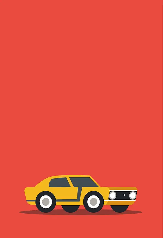 扁平化红色背景橙色汽车海报背景素材