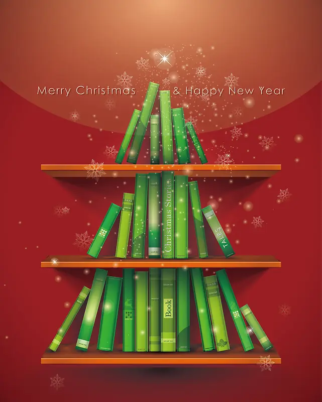 绿色图书圣诞树点点广告背景