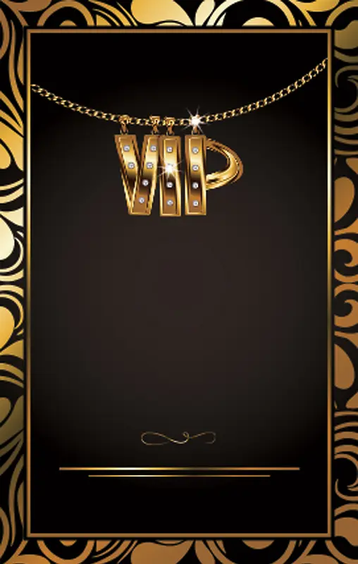 欧式花纹边框金色VIP卡片模板
