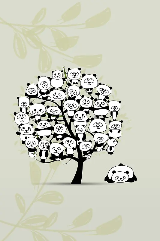 创意熊猫树植树节海报背景