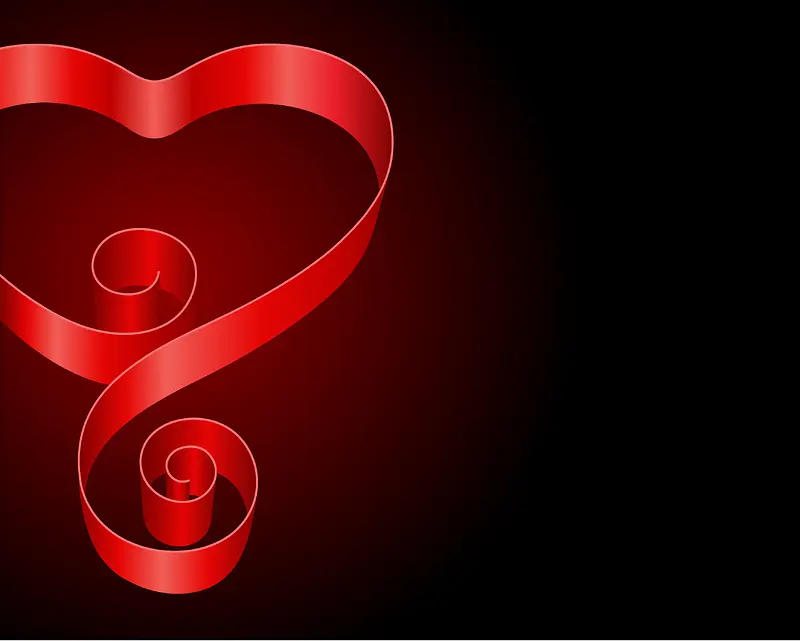红色爱心飘带质感浪漫海报背景素材