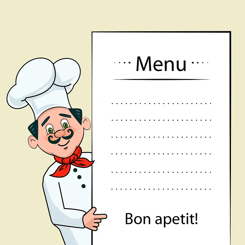 卡通厨师菜单