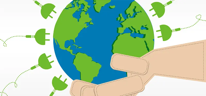 淘宝环保地球插座绿色手臂矢量卡通海报背景