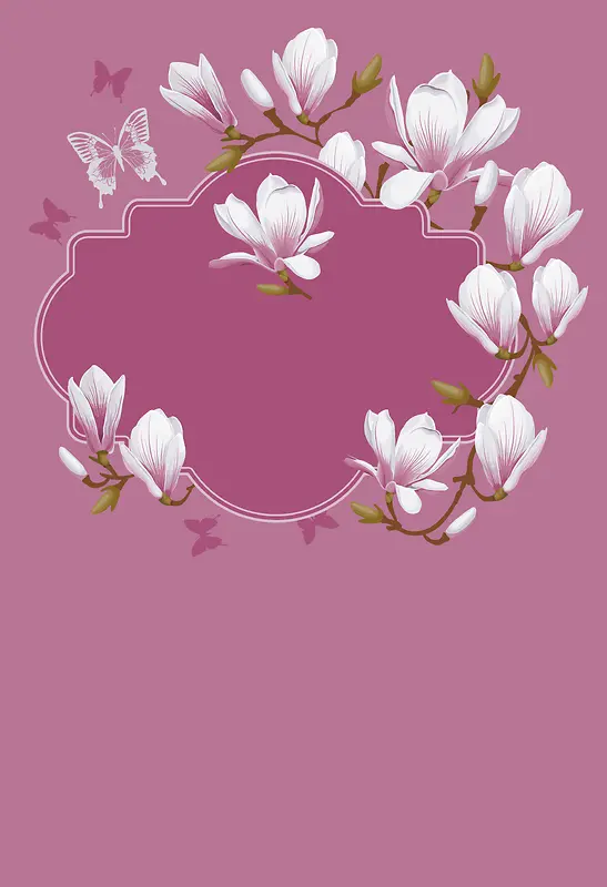 紫色素雅木兰花海报背景素材