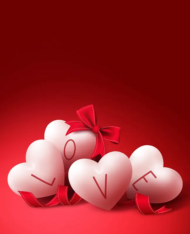 矢量红色心形气球创意婚庆情人节背景