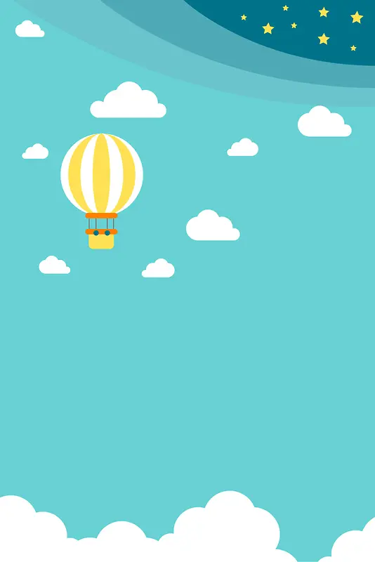 卡通扁平化热气球天空背景