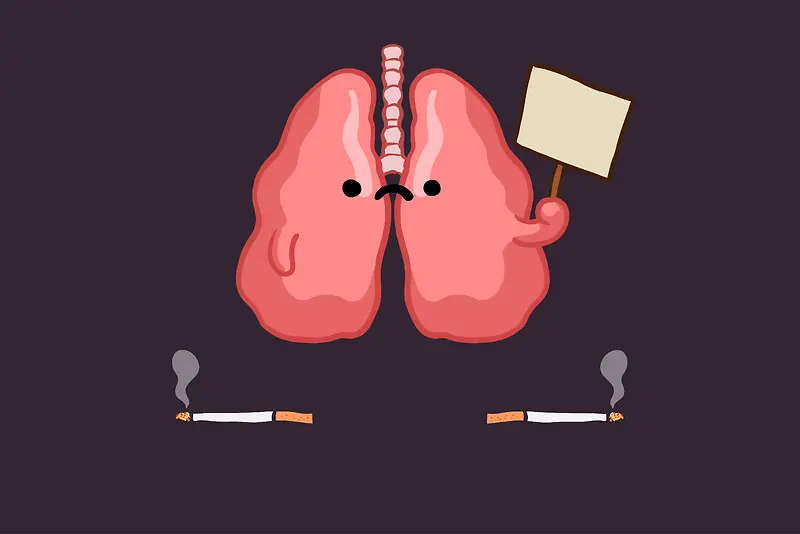 手绘风格肺部禁烟宣传背景图