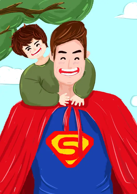 超人爸爸手绘背景图