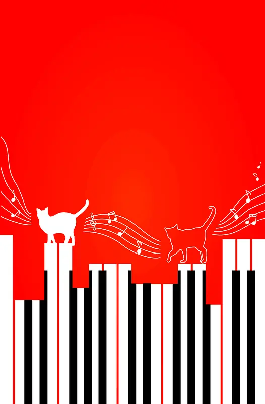 红色创意钢琴音乐海报背景