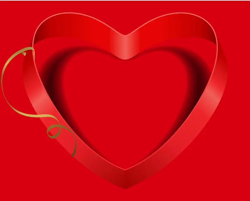 红色爱心丝带浪漫情人节海报背景素材