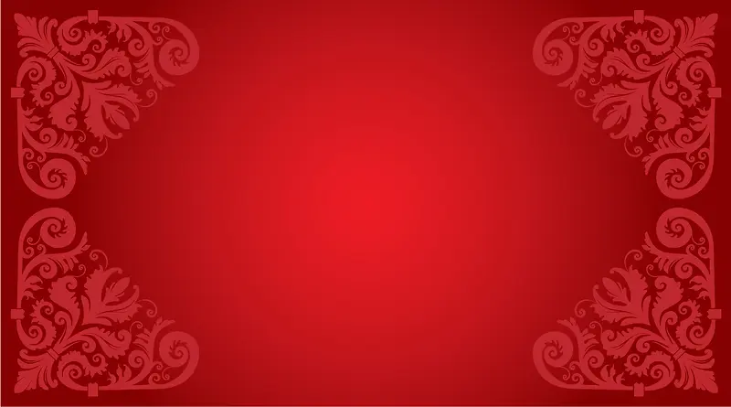 唯美红色花纹边框红底背景素材
