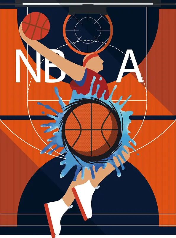 NBA职业男篮篮球海报背景模板