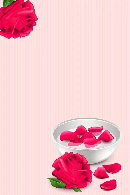 简约粉色玫瑰花瓣美容护肤