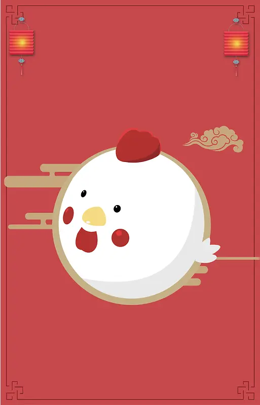 红色可爱的小鸡背景素材