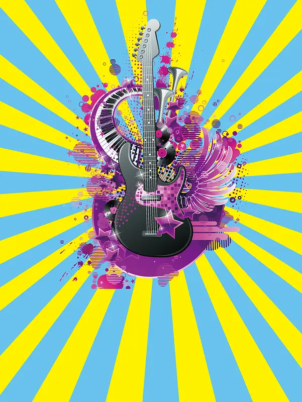 吉他社招新海报矢量背景素材