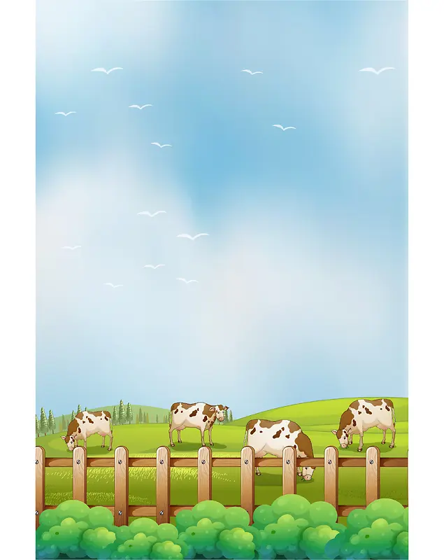 手绘卡通奶牛平面广告