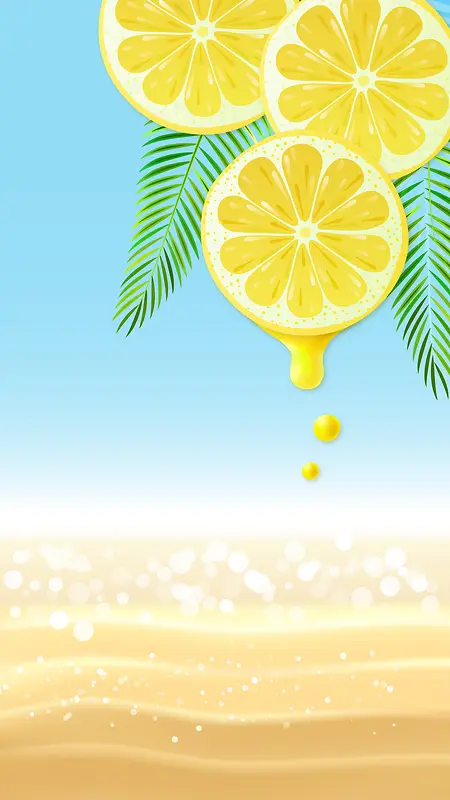矢量文艺质感手绘柠檬水果背景