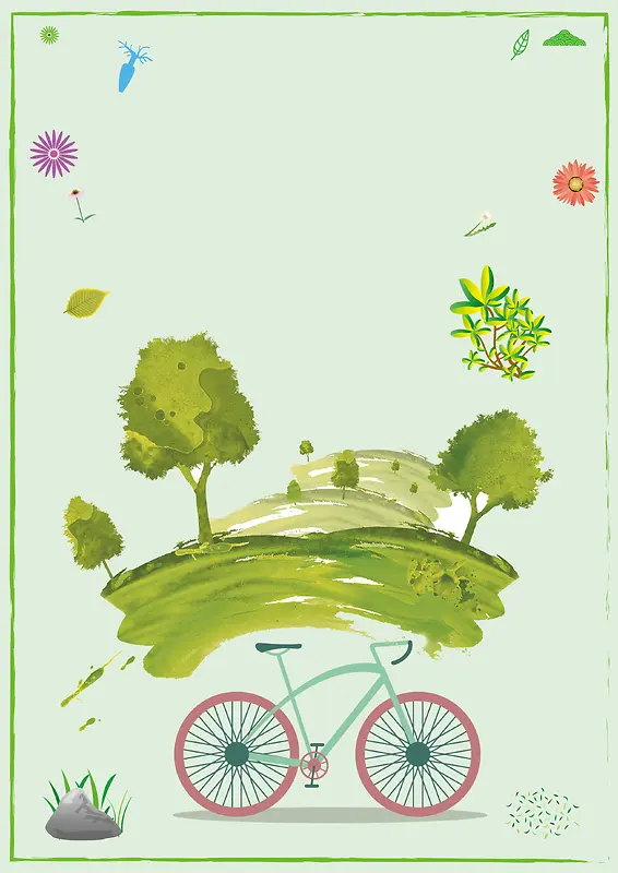 绿色插画绿树环保公益海报背景