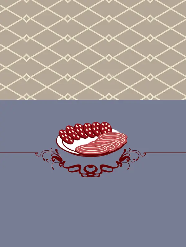 红肠欧式西餐厅美食菜谱矢量背景素材