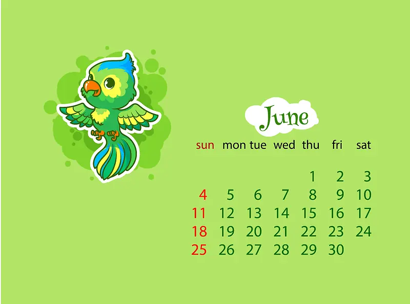 日历2017年6月挂历日期时间动物