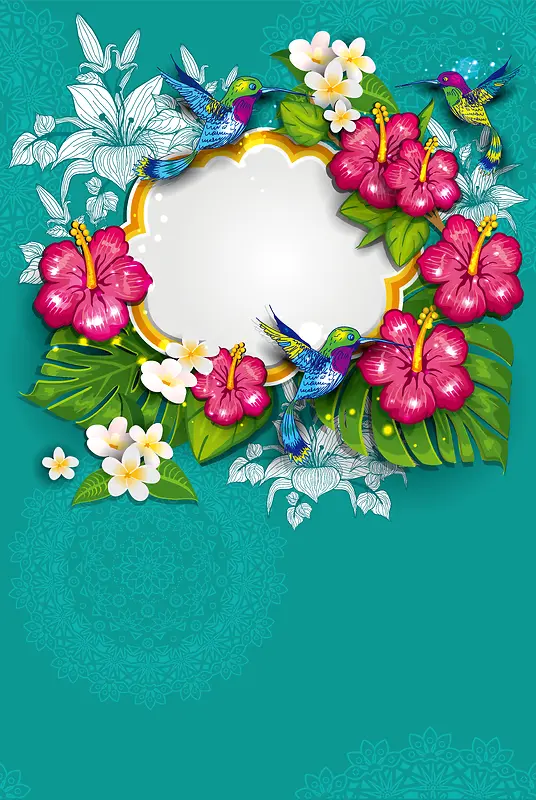 热情热带花卉海报背景素材