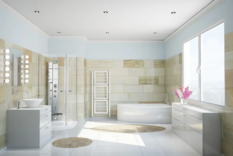 白色简约高档浴室装修效果图片