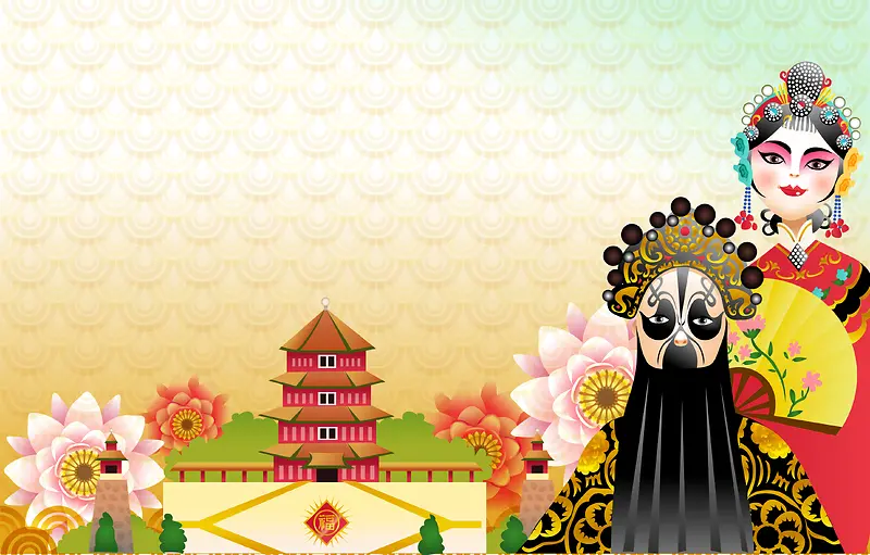 花纹纹理京剧平面广告