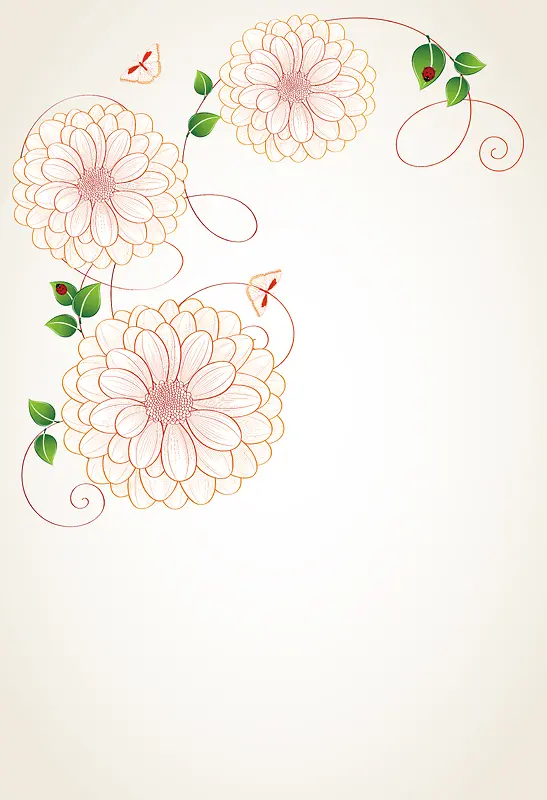 花朵线条插画浪漫海报背景素材