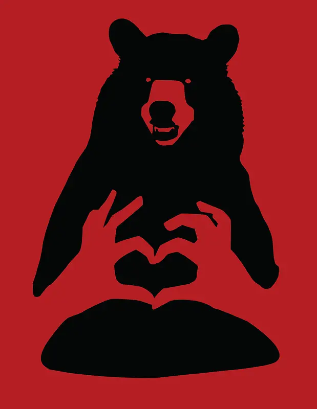 黑色熊的红色背景图