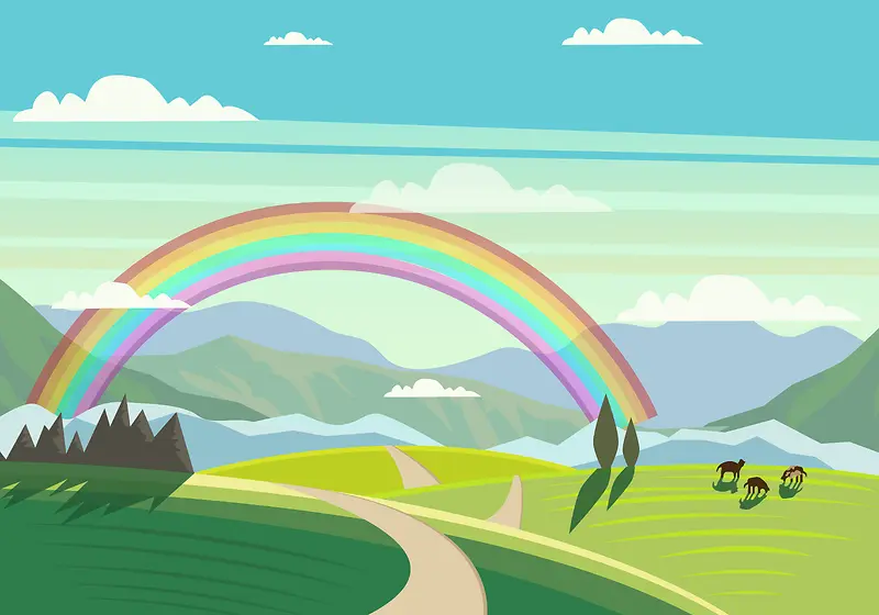 卡通彩虹背景广告背景